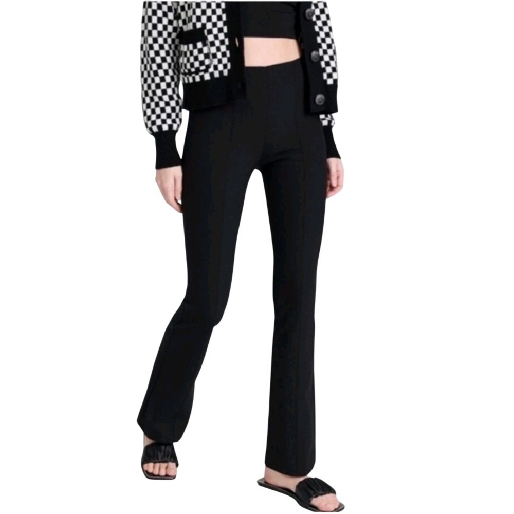 Rag & Bone Simone Flare Pants Black High Rise Back Zip Stretch Trousers Size 10
